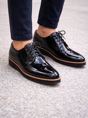Aldo Black Patent Leather Oxford Shoes